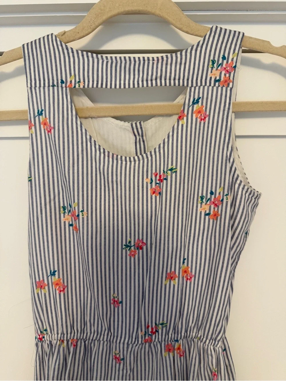 abercrombie kids Blue and White Striped Floral Button-Front One-Piece